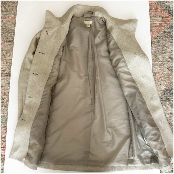 J. Crew Women’s Gray City Coat Wool Blend Long Line Button High Collar Size 00 - Picture 9 of 10